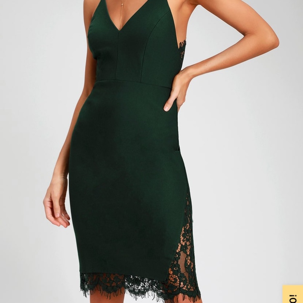 Lulu’s Dark Green Cocktail Dress